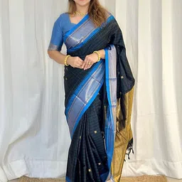 Moda Rapido Checked Zari Art Silk Handloom Banarasi Saree image 2