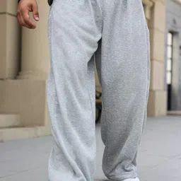 dockstreet Men Solid Grey Track Pants image 1