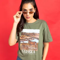 The Roadster Lifestyle Co Printed Pure Cotton OversizedT-Shirt-image-77