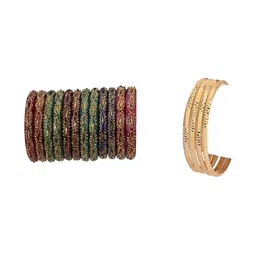 SOMIL Set Of 16 Artificial Stones Studded & Beaded Bangles-picture-18