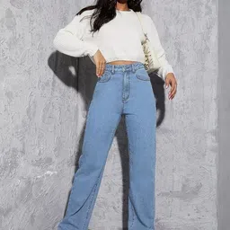 ROBECULT COLLECTION Women Comfort Straight Fit High-Rise Acid Wash Stretchable Jeans-picture-36