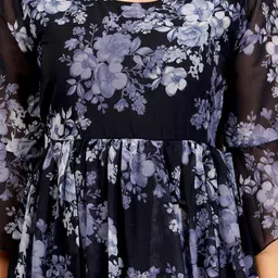 HIGHLIGHT FASHION EXPORT Floral Print Bell Sleeve Georgette Fit & Flare Maxi Dress image 4