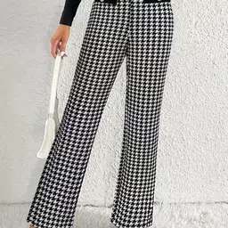 StyleCast Women Checked Straight Fit Easy Wash Pleated Trousers-image-46