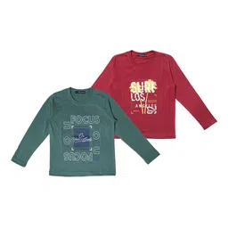 NeuVin Pack Of 2 Kids Graphic Printed Round Neck Long Sleeves Regular Fit Casual T-Shirt-image-71