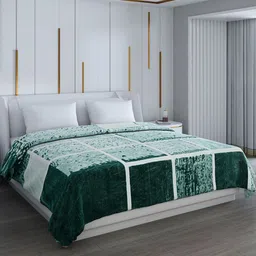 Monte Carlo Green Printed 1000 GSM Heavy Winter Double Bed Blanket-picture-30
