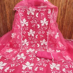 HERE&NOW Embroidered Organza Unstitched Dress Material-picture-25