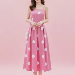 HIGH BUY Polka Dot Print Fit & Flare Midi Dress-picture-14