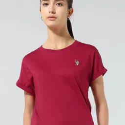 U.S. Polo Assn. Women Solid Pure Cotton T-shirt-picture-33