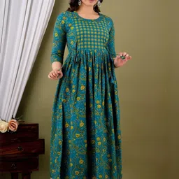 FASHION CLOUD Floral Printed Pure Cotton Maternity Anarkali Kurti image 4
