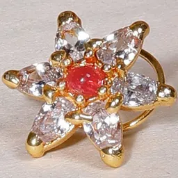 FIROZA Gold-Plated Cubic Zirconia Studded Roohgul Stud Nosepin-picture-11