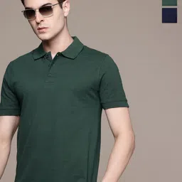 Moda Rapido Men Pack Of 2 Solid Polo Collar Regular Fit Cotton T-shirts-picture-18