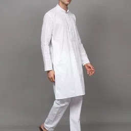 Exotic India Men Embroidered Regular Pure Cotton Kurta with Pyjamas image 2