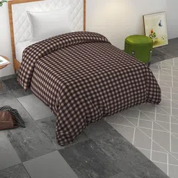 Bromwick Brown & Beige Checked Cotton Single Duvet Cover-picture-21