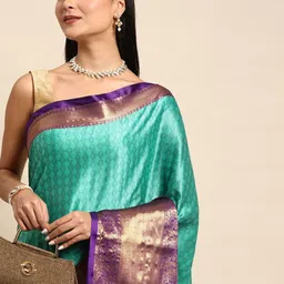 LeeliPeeri Designer Woven Design Zari Banarasi Saree With Unstitched Blouse Piece image 4