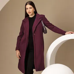 Chemistry Notched Lapel Single-Breasted Longline Fleece Overcoat-picture-19