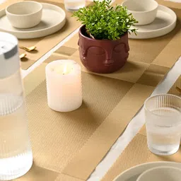 MARKET99 Yellow 7 Pieces Textured Table Mats with Runner image 2