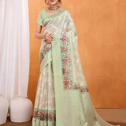TASRIKA Woven Design Zari Pure Cotton Banarasi Saree-image-42