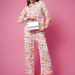 fuchsia PRETTY LOVING THING Printed Long Sleeves Pure Cotton Shirt With Trouser image 2