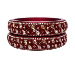 TAJ BRIDAL STORE Set Of 2 Kundan Studded Lac Bangles image 3