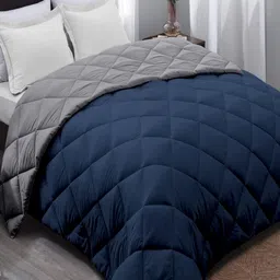 CHICERY Grey & Blue Heavy Winter 210 GSM Double Bed Comforter-picture-17