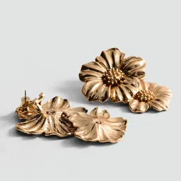 MANGO Metallic Floral Drop Earrings image 2