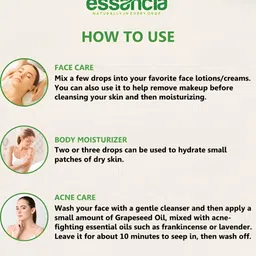 essancia Grapeseed Carrier Oil For Face & Body Massage - 30 ML image 2