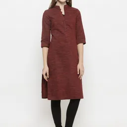 Enchanted Drapes Mandarin Collar Pure Cotton Striaght Kurta image 5