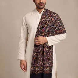 MUFFLY Men Kalamkari Printed Design Bamboo Stole-picture-32