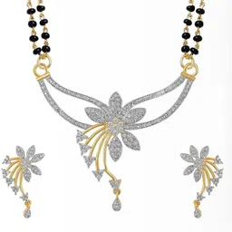 SSN Global Gold Plated Global Artificial Stone-Studded & Beaded Mangalsutra image 1