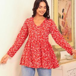 LABEL ADRIJA Women Red Pure Cotton Kurtis-picture-6