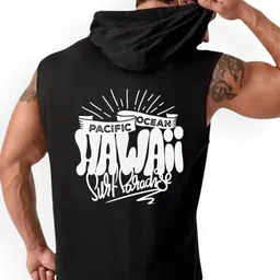 Fashnobic Hawaii Back Printed Hooded GymVest FB-105_Back_pt-169 image 2