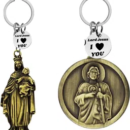 M Men Style Pack Of 2 Madonna Child and Jesus Metal Keychain-picture-58