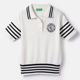United Colors of Benetton Girls Striped Polo Collar Pure Cotton Regular Fit T-shirt-picture-11