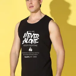 WOOSTRO Pack Of 2 Printed Super Combed Cotton Gym Vests VWS26(98 LGTGREEN)(ALONE BLACK) image 2