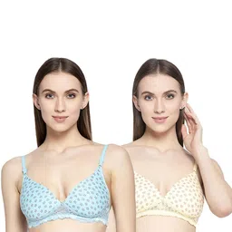 Women Cotton Blue,Yellow Padded Non-Wired Lingerie Bra Sport wear Gym Crop Tank Top-image-73