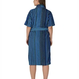 RANGOLI Striped Pure Cotton 420 GSM Bath Robe With Front Pockets image 4