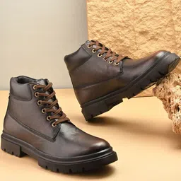 Roadster Men Brown Solid Lace-Ups Chunky Boots-picture-27
