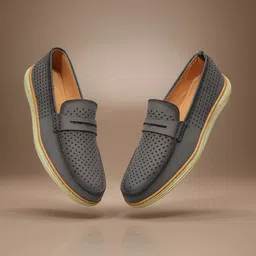 KRAASA Men Perforations PU Loafers image 4