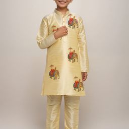 DEVOILER Boys Ethnic Motifs Printed Mandarin Collar Straight Kurta-picture-26