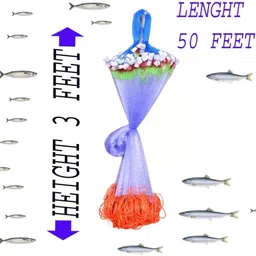 ahmedenterprise Ahmed Half Finger 18mm Fishing Gillnet, Height 3Feet Fishing Net image 2
