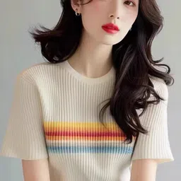 StyleCast Women Round Neck Striped Print Pullover-image-11