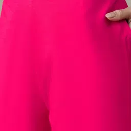 House of Pataudi Embroidered Mirror Work Notch Neck Pure Cotton A-Line Kurta With Trouser image 3