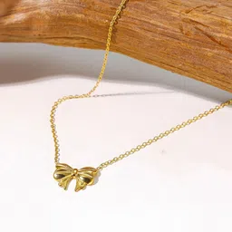 Jewels Galaxy Gold-Plated Stainless Steel Anti Tarnish Bow Shaped Pendant with Chain image 3