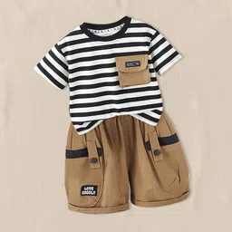 FOREVER FRIDAY Boys Striped Short Sleeves Pure Cotton T-shirt With Shorts-picture-10