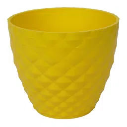Kuber Industries White & Yellow 2 Pieces Textured Flower Pots Planters image 4