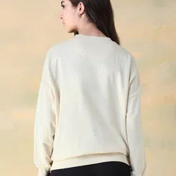 Flying Machine Women Printed Round Neck Long Sleeves Drop Shoulder Sweatshirt image 3