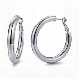 Just Devotional Women Circular Stainless Steel Hoop Earrings-picture-20