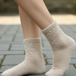 Cdeck Women & Girls Embellished Pure Wool Calf-Length Socks image 4