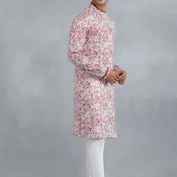 THE KURTA COMPANY Ethnic Motifs Printed Mandarin Collar Straight Kurta image 3