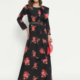 Jash Creation Floral Print Applique Fit & Flare Maxi Dress image 1